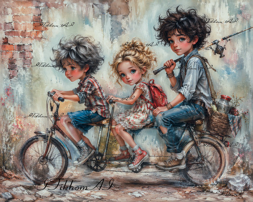 Arte digitale ritratto bambini