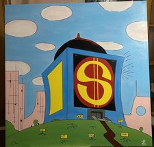 Quadro Deposito Zio Paperone Classic Dipinto A Mano Su Tela 80x8cm