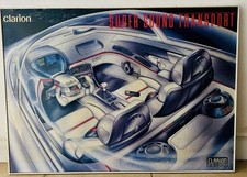 ANTICA INSEGNA ENORME CARTELLONE CLARION AUTO AUTORADIO SONY ALFA PORSCHE BOSE