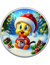 ALLEGRIA NATALIZIA CON TWEETY! Moneta argento 1 oz 5$ Canada 2025