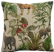 Copricuscino Stampa Giungla Zambesi Safari Elefante Leone Zebra Floreale 16-24"