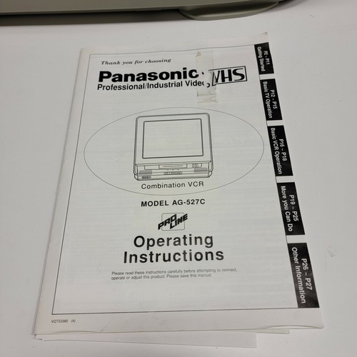 Panasonic vcr combo - tv/vcr, ag-527c