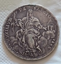 1 Scudo 1802 Argento PIO VII II Tipo Stato Pontificio 