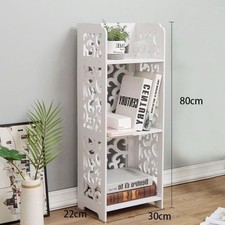 Scaffale Libreria 4 Ripiani Bianco Intagliato Moderno 80x30x22cm 11716 reb