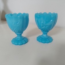 Coquetier en opaline bleu