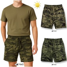 BERMUDA CORTO MILITARE PANTALONCINO MIMETICO COTONE LEGGERO GARZATO SPORT PESCA