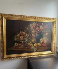 Quadro dipinto a mano – Natura morta con frutta e fiori (firmato G. Ferri)