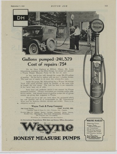 Wayne tank pump 1922 - pump, co.