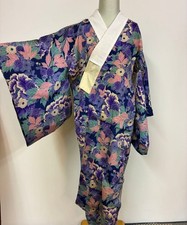 Kimono giapponese antico intimo lungo collo largo mezzo colletto floreale