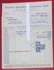 FATTURA SOCIETA' ANONIMA COMMERCIO TUBI * ELIA & NEGRI * NAPOLI 1934 TASSA BOLLO
