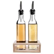 Dispenser Olio Aceto set 2 bottiglie con supporto versatore cucina