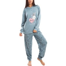 Pigiama Donna Felpato Invernale Coniglietti Caldo Pantaloni TOOCOOL C3101