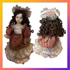 Bambola di Porcellana Vintage Biscuit con Supporto 30 Cm da Collezione Rara