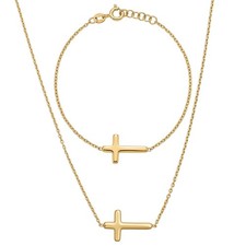 Set Bracciale Collana Croce