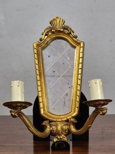 APPLIQUE A DUE LUCI IN BRONZO DORATO E SPECHIO SEC.XX