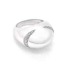 Anello Cabochon Bulgari  in oro bianco 18 carati e pavè di diamanti