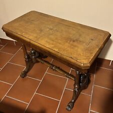 ANTICO TAVOLO DA GIOCO Inglese pieghevole intarsiato in Noce e Radica di Noce