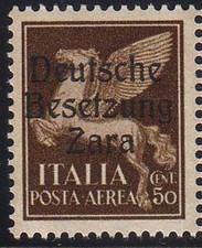 Occupazione Tedesca ZARA 1943 Imperiale 50c POSTA AEREA MNH**