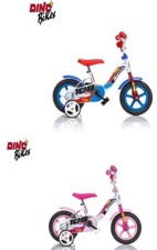 BICI BICICLETTA CON ROTELLE BAMBINO BAMBINA 3 4 ANNI - 10" BIANCO BLU/ROSA