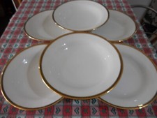 Richard Ginori vintage Porcellana 6 piatti FONDI diam 23  bianchi blu filo oro