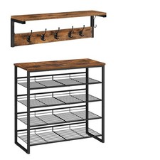 HOOBRO Appendiabiti da Parete Scaffale da Parete Scarpiera Scarpiera Regolabile Scarpiera