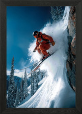 Skier in Action on Snowy