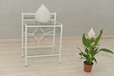 Comodino in ferro battuto Marianne bianco decorato argento