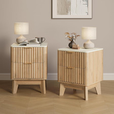 Set 2 comodini scanalati con