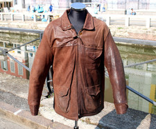 Giubbotto in Pelle Aviatore Marrone Cuoio – Trevor – Taglia XL