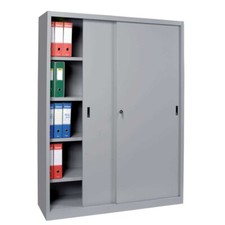 Armadio in lamiera ante scorrevoli e serratura cm120x60x200h 4 piani rinforzati 