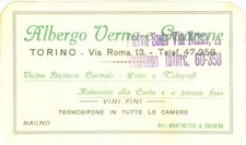 1940 ca TORINO Albergo VERNA & GUARENE termosifone in tutte le camere *Biglietto