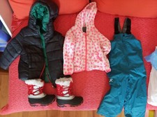 tuta neve bambino bambina salopette Montura + Giacca Benetton + pile stivali sci