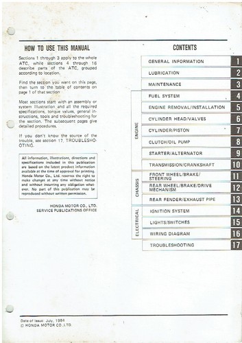 Manuale officina honda - officina, atc