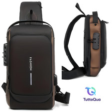 Zaino Monospalla Borsa Antifurto da Petto Marsupio Uomo Borsello Impermeabile