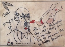 Kolomon Moore, disegno osé a matita grassa, anni 1930-40. Cm. 50x35