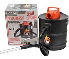 Bidone Aspiracenere 20 Litri 1200W KOMBO per Stufa Camino Barbecue cenere Fredda