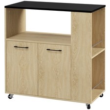 HOMCOM Carrello da Cucina con Ripiani e Armadietto a 2 Ante in Truciolato