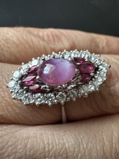 Anello Oro 18 Kt Zaffiro Rosa Stellato Diamanti E Rubini! Capolavoro 