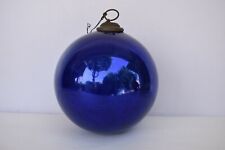 Antico Kugel Ornamenti Cobalto Blu Mercury Vetro Natale Sfera Ottone Tappo " 137