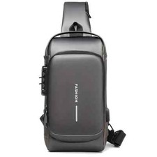 MONOSPALLA USB ZAINO BORSELLO PETTO BORSA ANTIFURTO DA UOMO NERO VIAGGIO SCUOLA