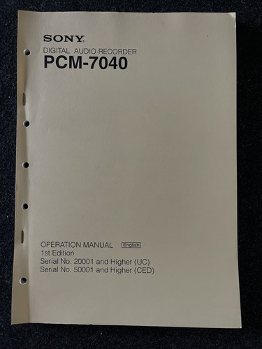 Sony pcm 7040 manuale - sony, pcm-7040