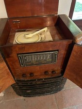 Radio d'epoca minerva 475/1 con mobile e giradischi in radica di noce, del 900