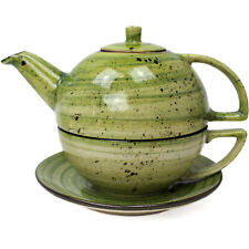 Teiera - Brocca 0,5l + Tazza 0,3l + Untartasse 16cm Im Set-Handmade Rustic Verde