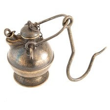 Lume lampada ad olio in ottone brunito da appendere minatore tappo sughero