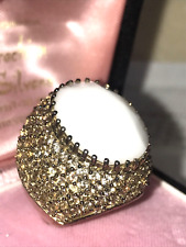 ANELLO COCTHAIL RING  COPERTO DI ZIRCONI IN  ARGENTO PL ORO E AGATA SFACCETTATA