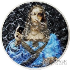 SALVATOR MUNDI Bubble Wrap Art 3 oz moneta argento 20 $ Isole Cook 2025