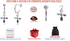 orecchini cerchio argento S925 cerchietti pendente croce charm punto luce