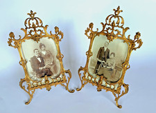 1 Paio Grande Storicismo Struttura Della Tabella Cornice IN Ottone Um 1890 M.