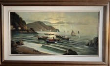 MARIO GALANTI - PAESAGGIO MARINO - OLIO SU TELA 60X30 CON FIRMA AUTENTICATA