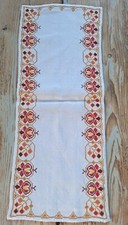 Runner Cotone Tovaglietta Tovaglia Ricamata A Mano Punto Croce Nuova 62x25